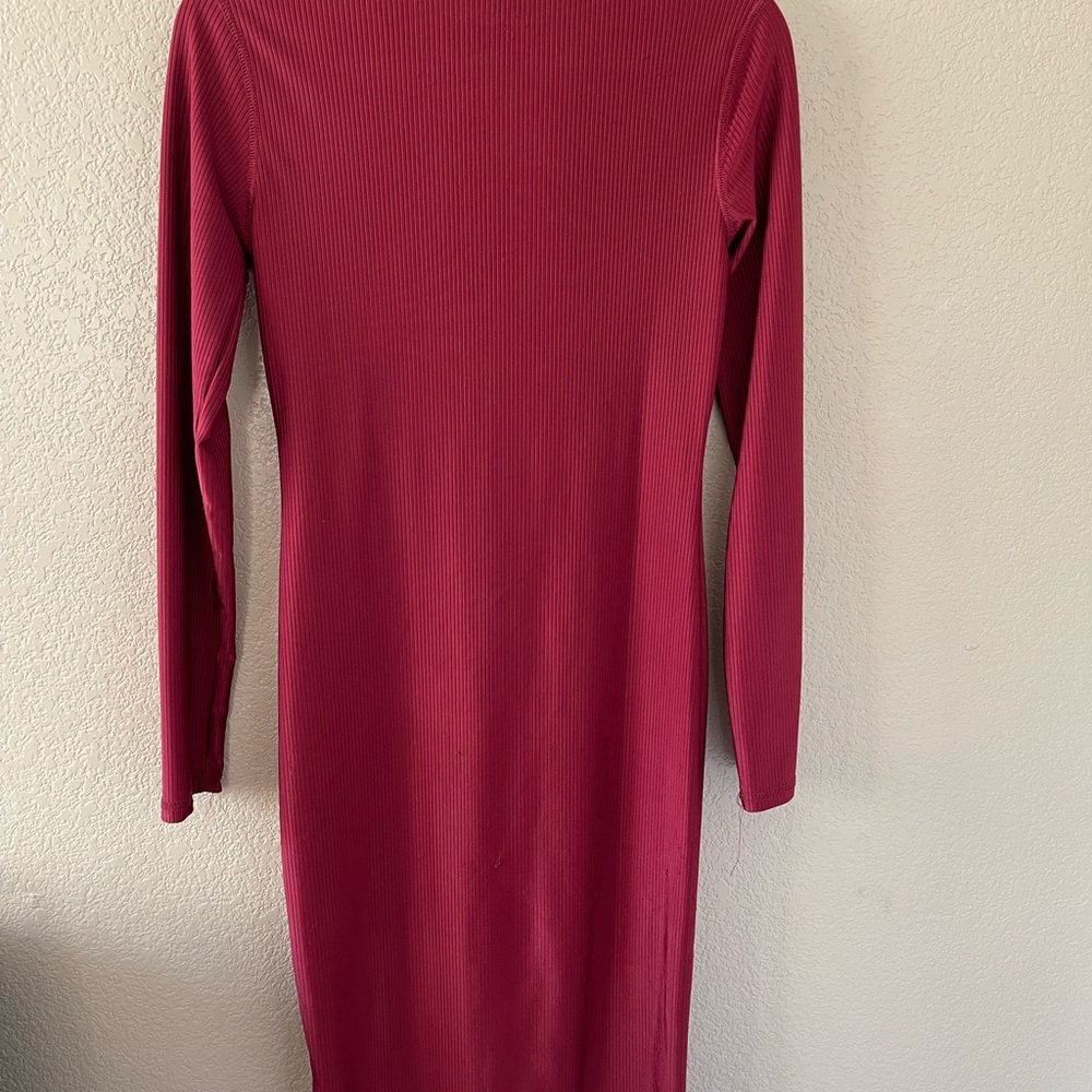 Burgundy Long Sleeve Midi Dress